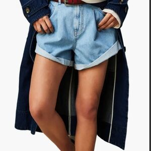 Free People Danni Blue Jean Shorts High-Waisted Vintage Style